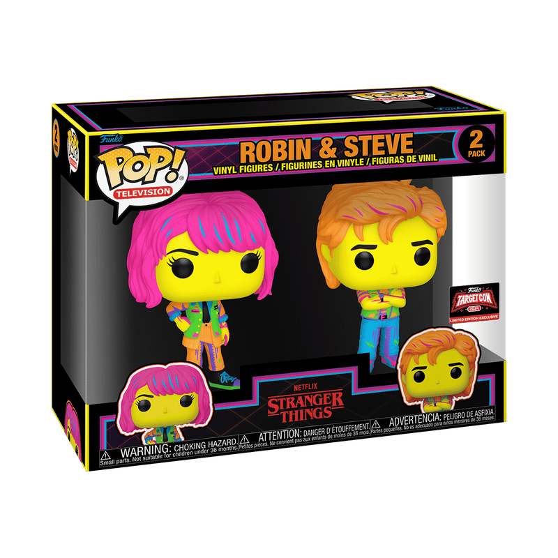 Stranger Things Funko Pop! Robin & Steve 2-Pack (Black Light) Traget Con Exclusive