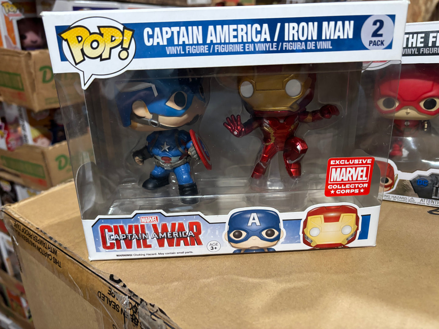 FUNKO POP! Captain America Civil War : Captain America & Iron man 2 pack Marvel Collector Corps