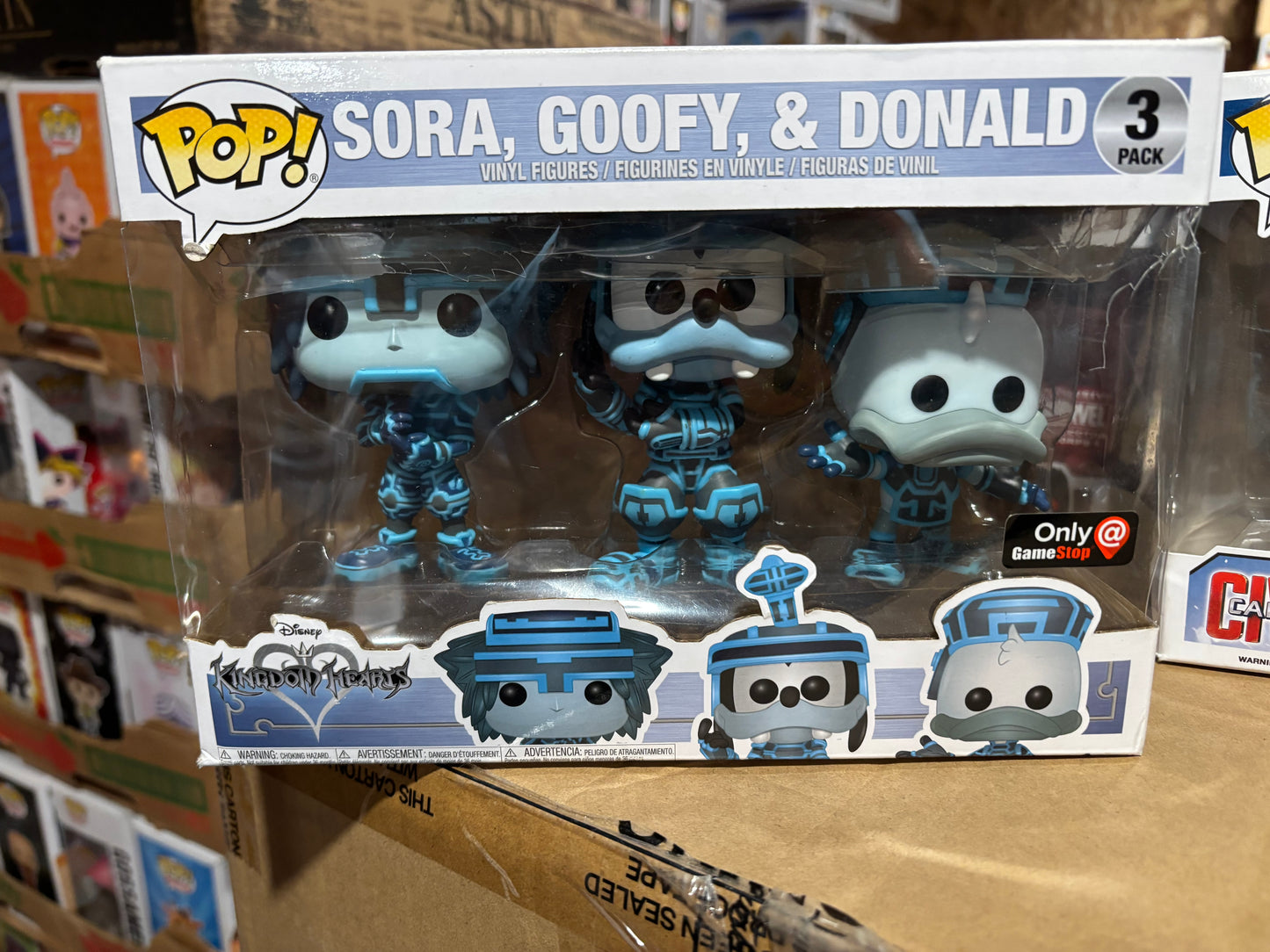 FUNKO POP! Kingdom Hearts : Sora Goofy & Donald Duck 3 pack Gamestop Exclusive TRON