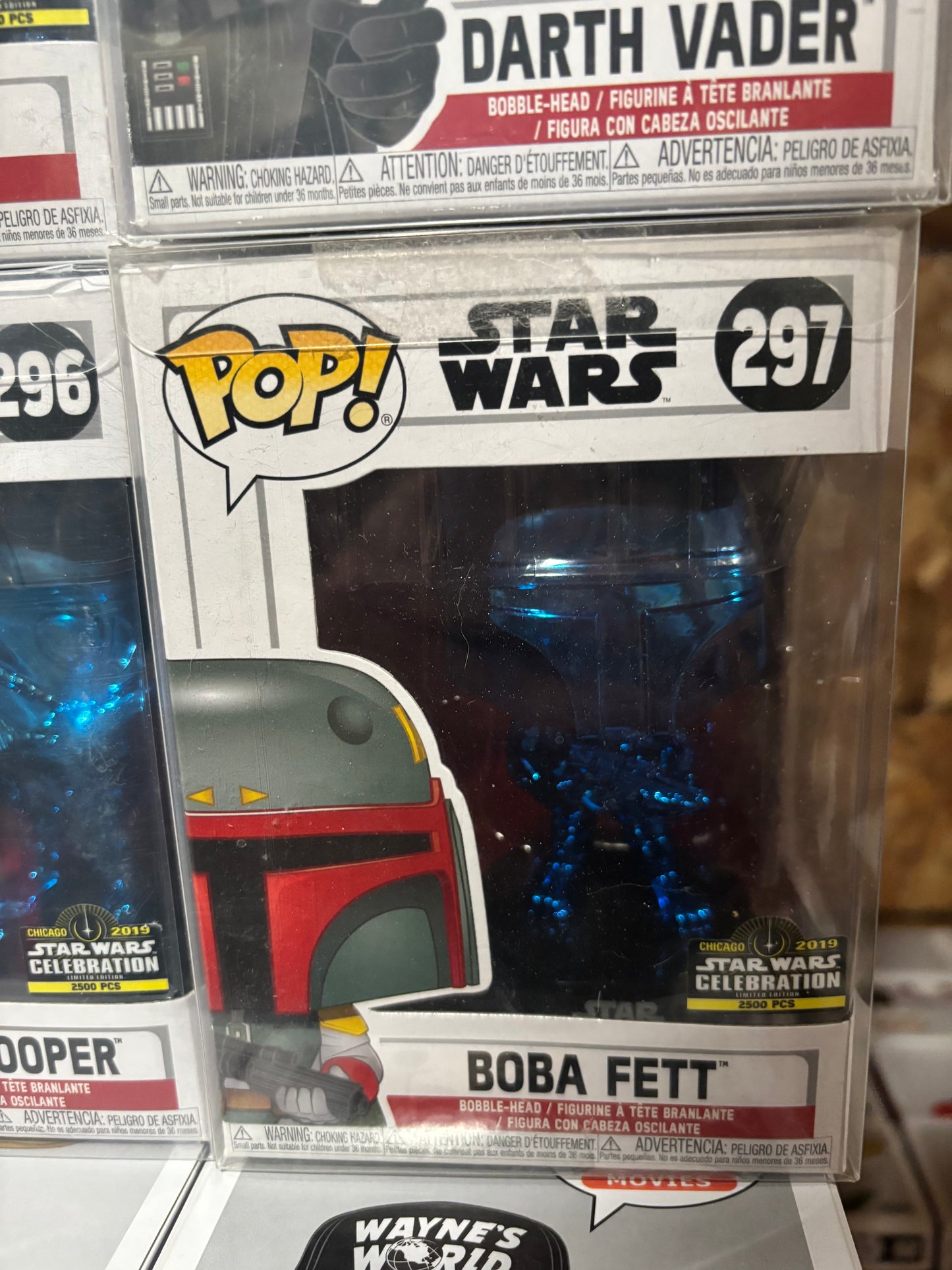 Star Wars Pop! Star Wars Pop! Blue Chrome Set limited to 2500 : Chewbacca, Boba Fett Darth Vader Princess Leia, Yoda and Storm Trooper Cellebration Exclusive