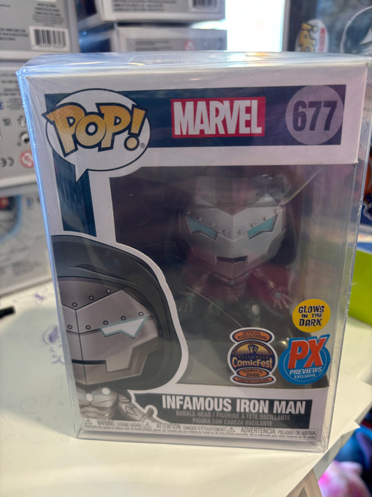 Funko POP Marvel Iron man : Infamous iron man #677 Comicfest 2020 px previews Exclusive Tony Stark GID