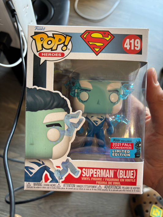 Dc Comics FUNKO POP!  Heroes : Superman Blue #419 2021 Fall Exclusive