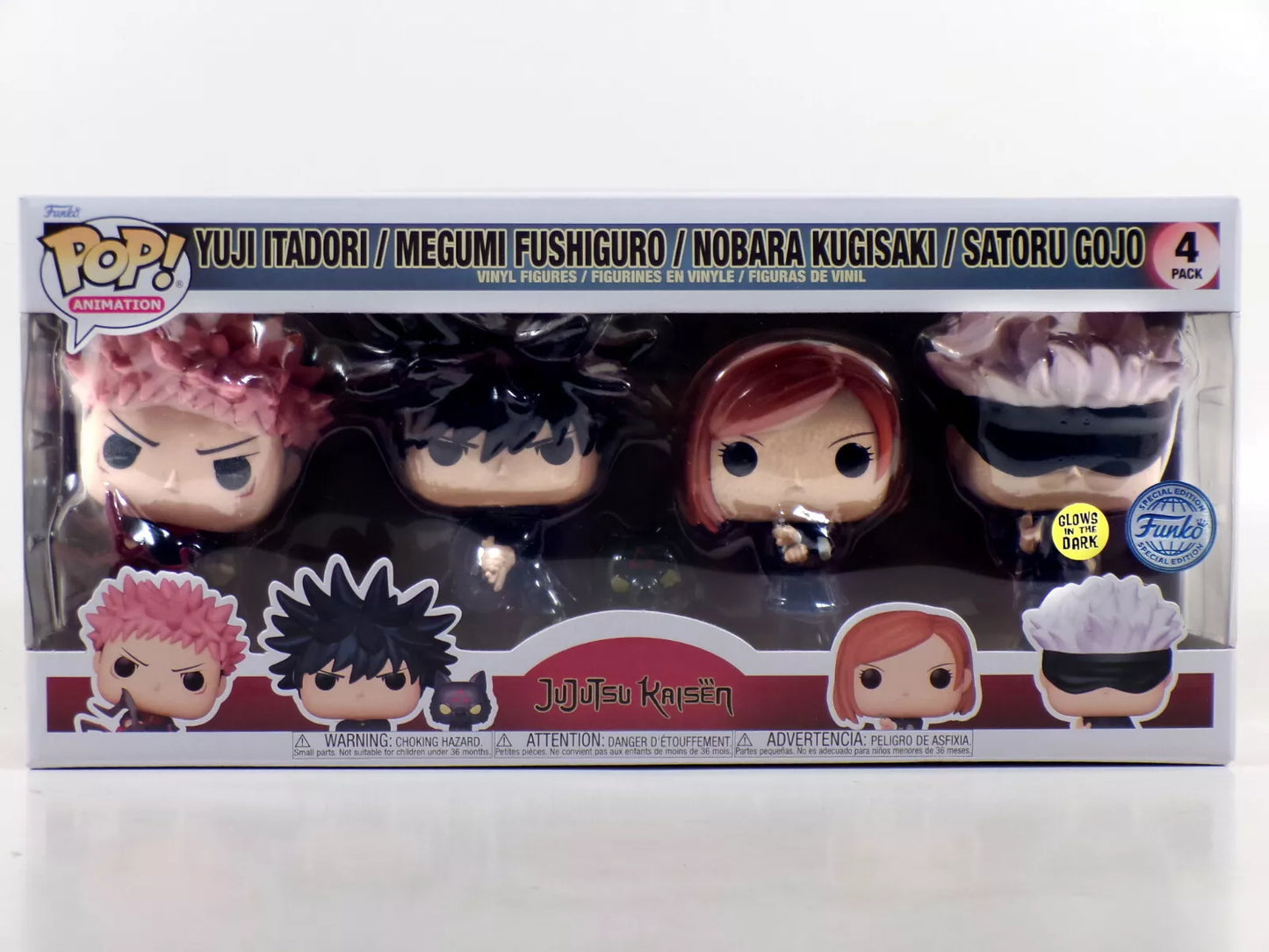 Jujutsu Kaisen Funko Pop Set - JJK Funko Pops Yuji Itadori, Megumi Fushiguro, Nobara Kugiaki, Satoru Gojo