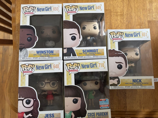 New Girl Funko Pop Complete Set of 5 - Nick, Jess, Winston, Schmidt and Cece