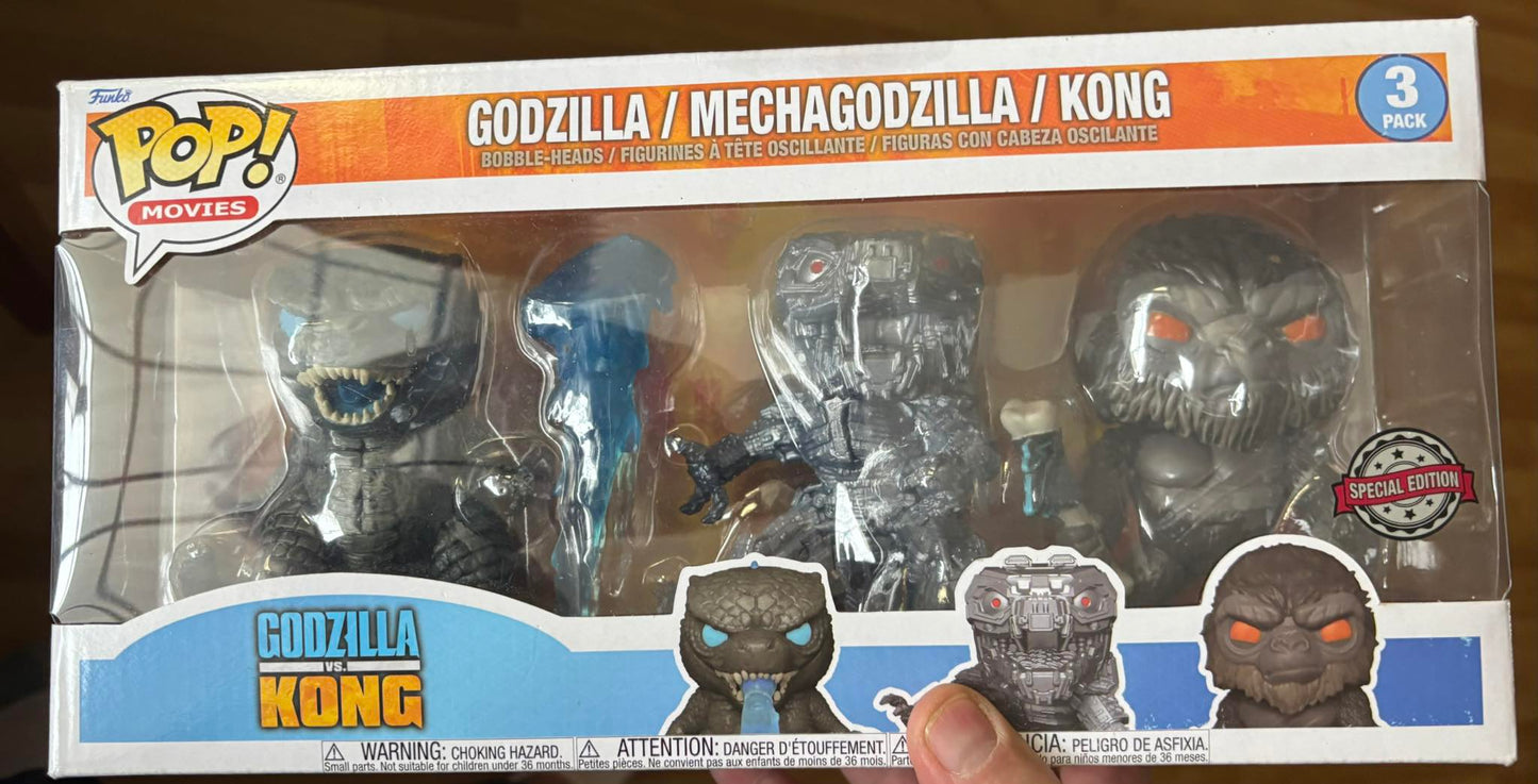 Funko Pop! Movies : Godzilla King Kong and mecha Godzilla Exclusive triple pack
