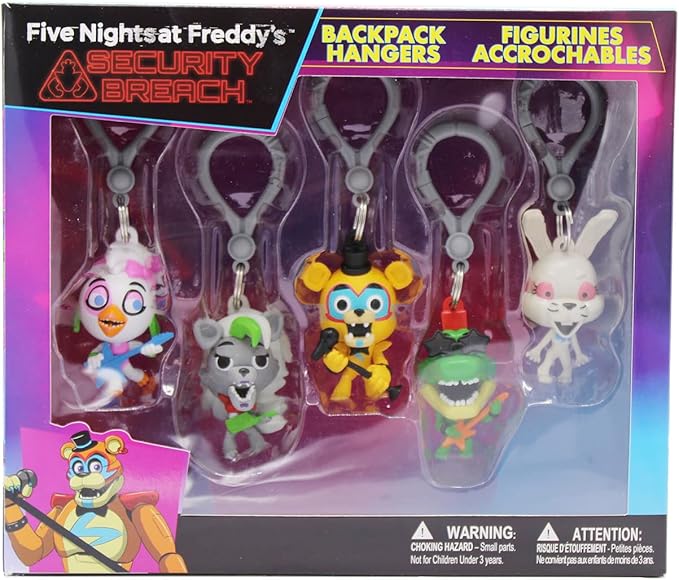 Just Toys LLC Five Nights at Freddy's Backpack Hangers (Five Nights at Freddy's Security Breach Backpack Hangers S1 Collector's Box),