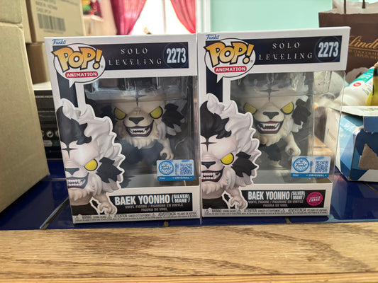 Solo Leveling Pop! Baek Yoonho Silver Mane #2273 Reg and Chase set