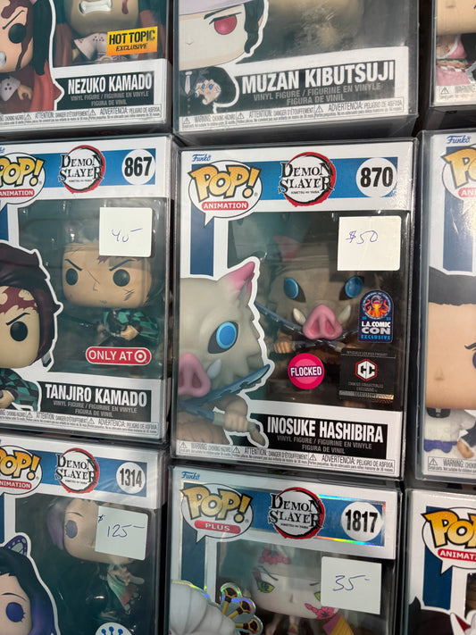 Funko Pop Anime : Demon slayer : Inosuke Hashibira #870 Chalice Collectibles Flocked La comic con