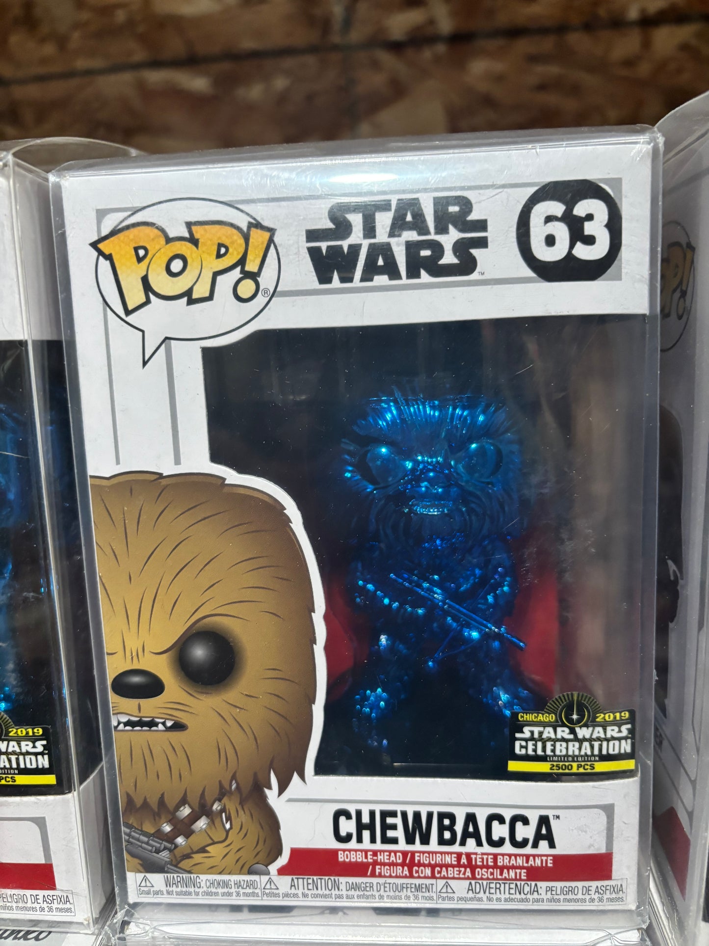 Star Wars Pop! Star Wars Pop!  Blue Chrome Set limited to 2500 : Chewbacca, Boba Fett Darth Vader Princess Leia, Yoda and Storm Trooper Cellebration Exclusive