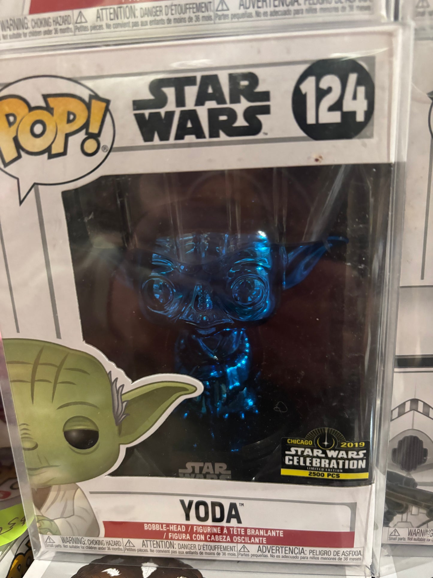 Star Wars Pop! Star Wars Pop!  Blue Chrome Set limited to 2500 : Chewbacca, Boba Fett Darth Vader Princess Leia, Yoda and Storm Trooper Cellebration Exclusive