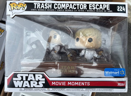 Funko Pop! Star Wars Movie Moments : Trash Compactor Escape #224 Princess Leia Luke Skywalker Walmart Exclusive