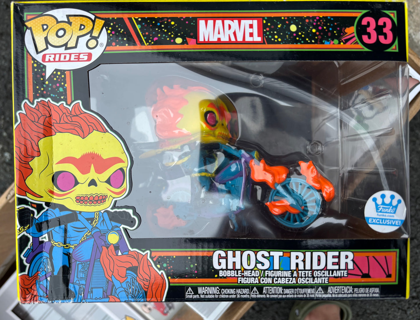 Funko Pop! Marvel Rides : Ghost Rider #33 Funko Store Exclusive (Box damage) Black light