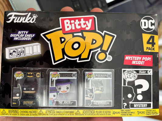 DC Comics Mystery Bitty Pop 4 pack: Batman 85th Anniversary : Batman The Joker Catwoman + Mystery