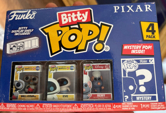 Funko Disney Pixar Mystery Bitty Pop 4 Pack! Wall-E, Eve, Remy + Mystery