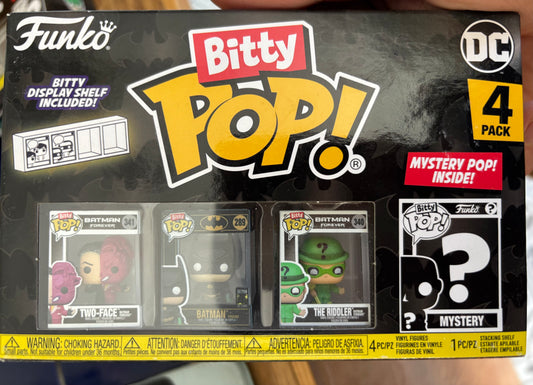 DC Comics Mystery Bitty Pop 4 pack: Batman 85th Anniversary : Two-Face, Batman, the riddler + Mystery