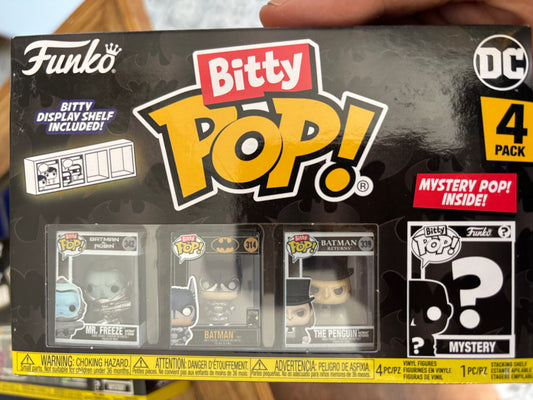 DC Comics Mystery Bitty Pop 4 pack: Batman 85th Anniversary : Mr Freeze, Batman , Penguin + Mystery