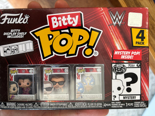 WWE Bitty Pop! 4 pack : Razor Ramon, Diesel, Rey Mysterio + Mystery
