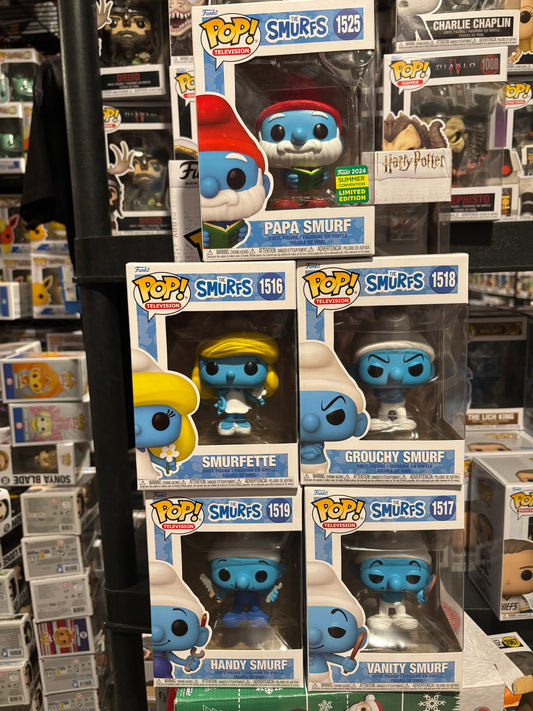 The Smurfs Pop Set : Smurfette 1516, Vanity Smurf 1517, Grouchy Smurf 1518, Handy Smurf 1519 + Grandpa Smurf  1525