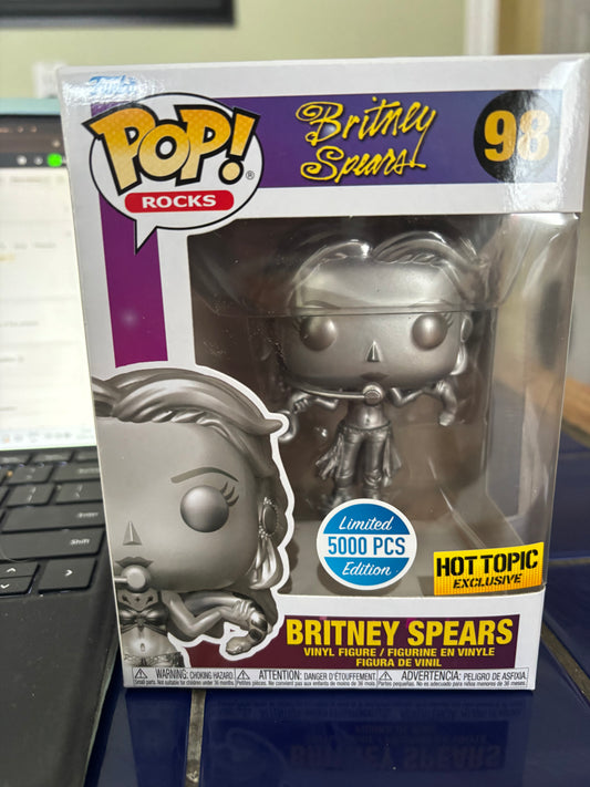 Funko Pop Music : Britney Spears #98 5000 piece Hot topic Exclusive I'm a Slave 4 U | Platinum)