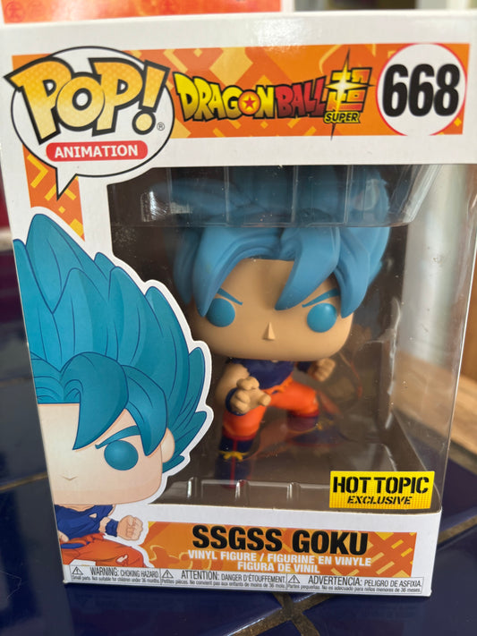 Dragonball Z DBZ Funko Anime Pop! SSGSS Goku #668 Hot topic Exclusive (box damage*)