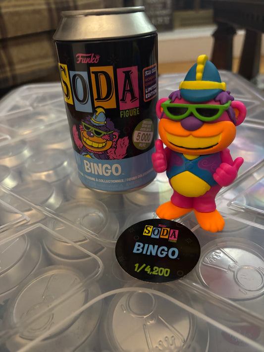 Funko Soda Common : ad icons : Bingo Black Light limited 4200 2022 Wondrous Exclusive