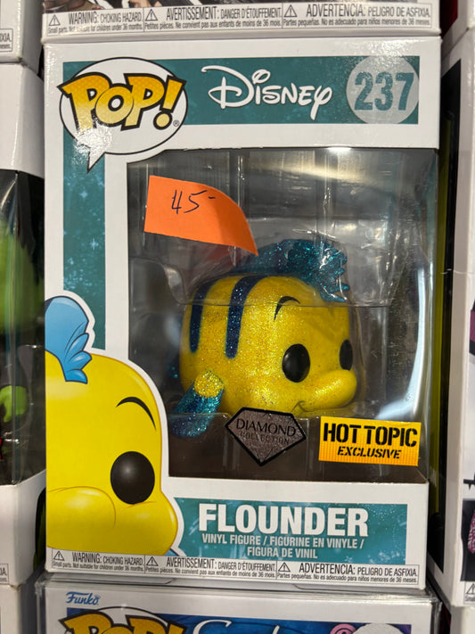 Disney Funko Pop! Flounder #237 Hot Topic Exclusive The little Mermaid  Diamond