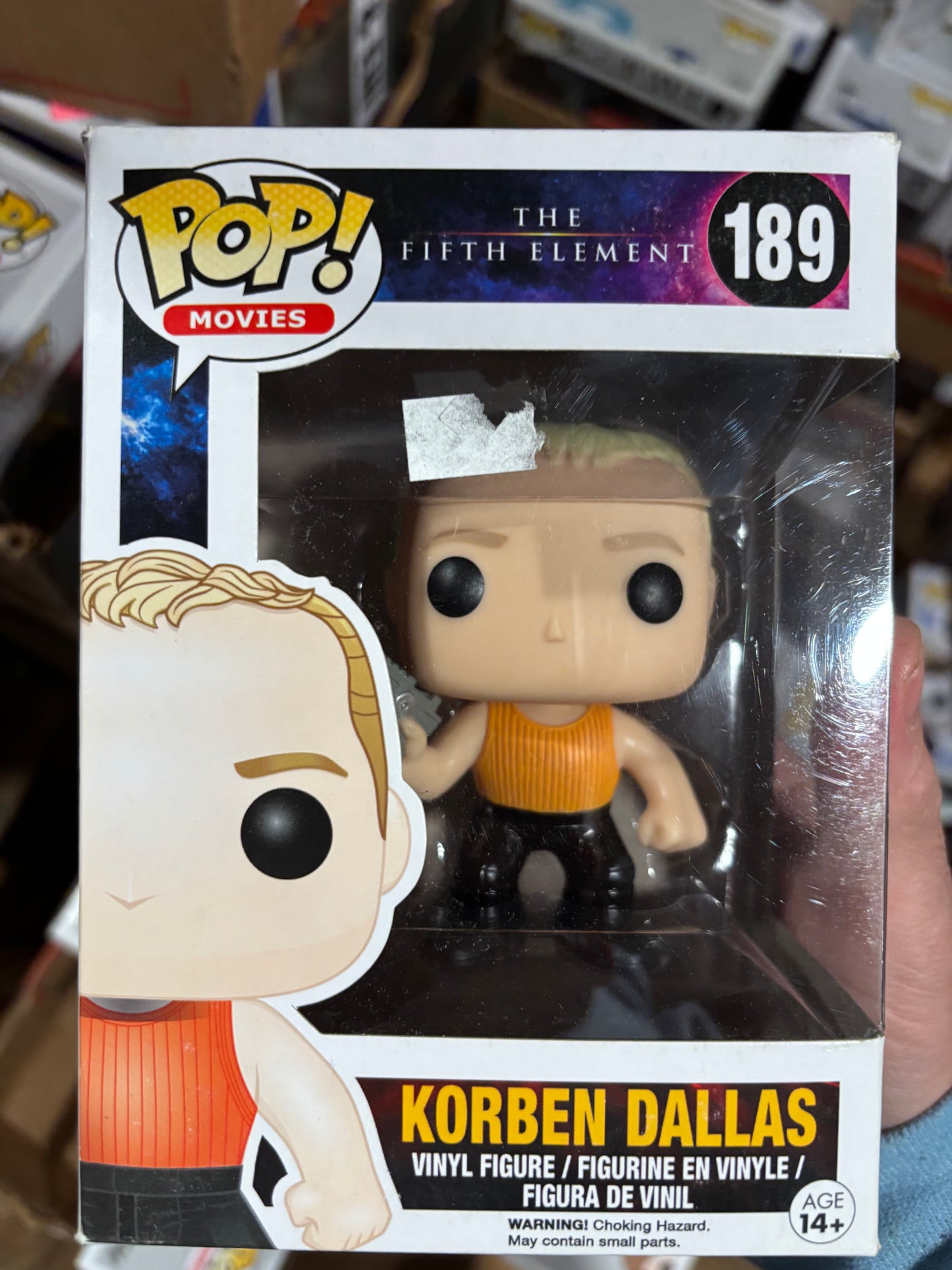 FUNKO POP! Movies:  The Fifth Element : Korben Dallas #189 Box damage on back