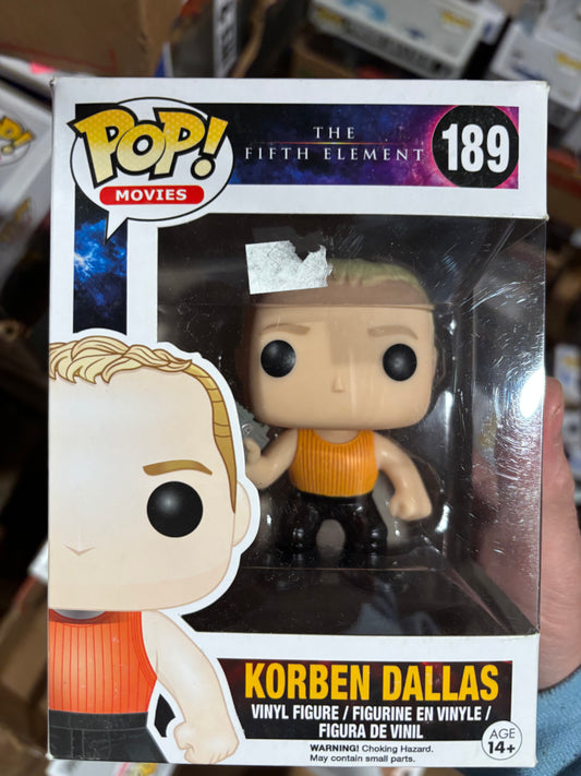 FUNKO POP! Movies:  The Fifth Element : Korben Dallas #189 Box damage on back