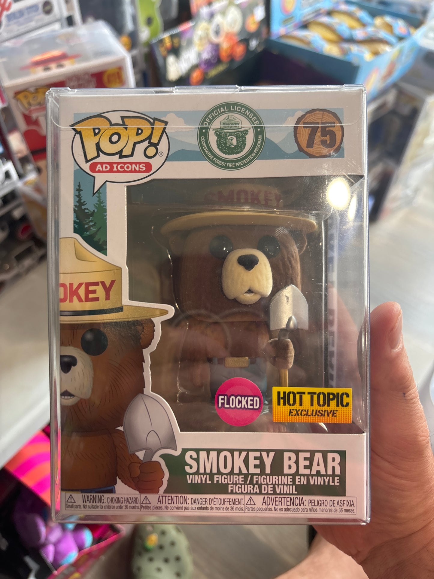 Funko Pop! Smokey Bear #75 Hot topic Exclusive Flocked Ad icons