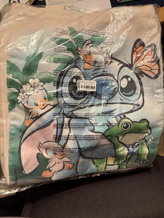 Loungefly Disney Lilo and Stitch Springtime Stitch Canvas Tote Bag