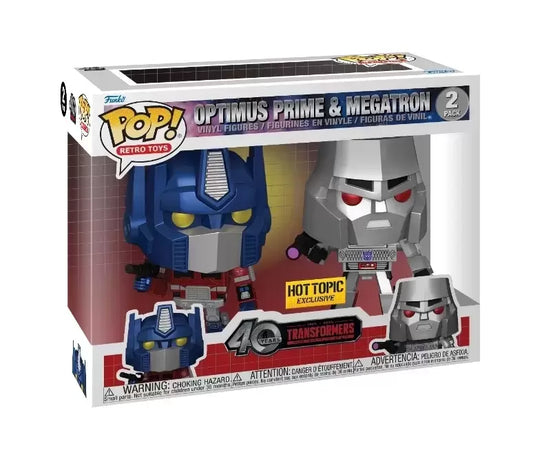 Funko Pop  Retro Toys Transformers : Optimus Prime & Megatron 2 Pack Hot topic Exclusive Metallic