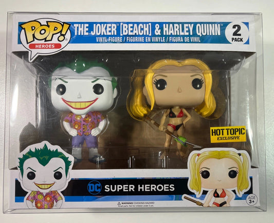 Funko Pop : DC Super Heroes:  The Joker / Harley Quinn 2 Pack Hot Topic Beach