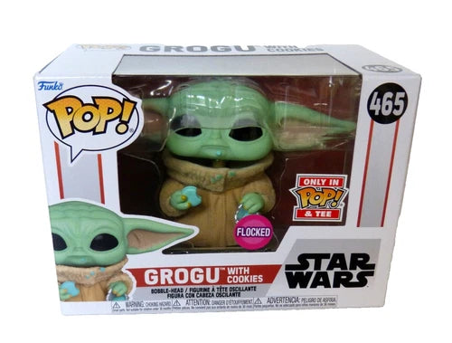 Star Wars Pop! Star Wars Pop!  Grogu The Child with cookies #465 Flocked The Mandalorian pop tee exclusive