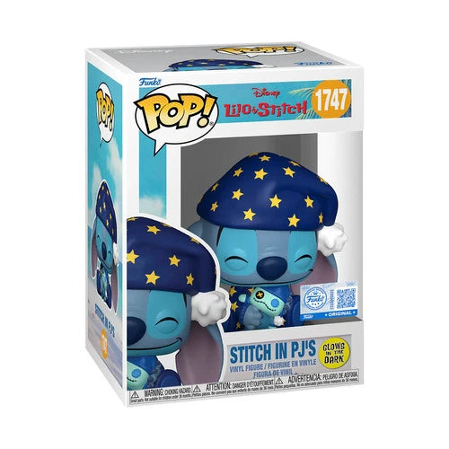 Funko Pop : Disney Pop! Stitch in Pj's #1747  Funko Exclusive  GID